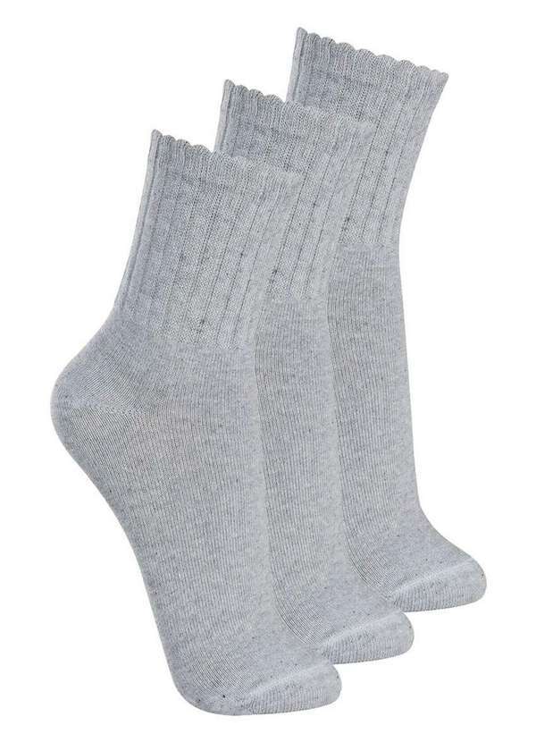 Kit com 3 pares de Meias Esportiva Cano Médio Lupo 3290-009 Cinza