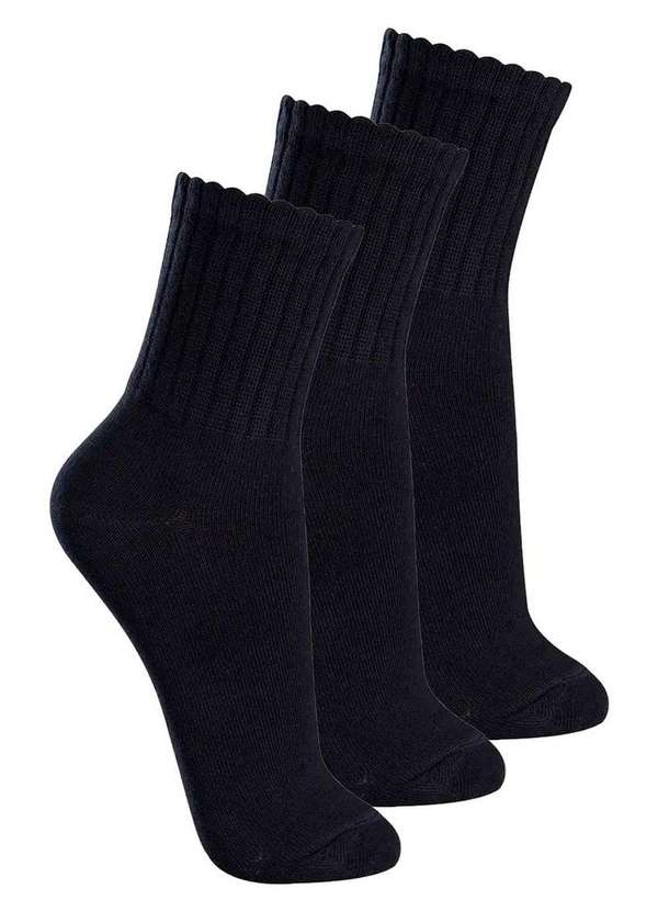 Lupo - Kit com 3 pares de Meias Esportiva Cano Médio Lupo 3290-009 Preto