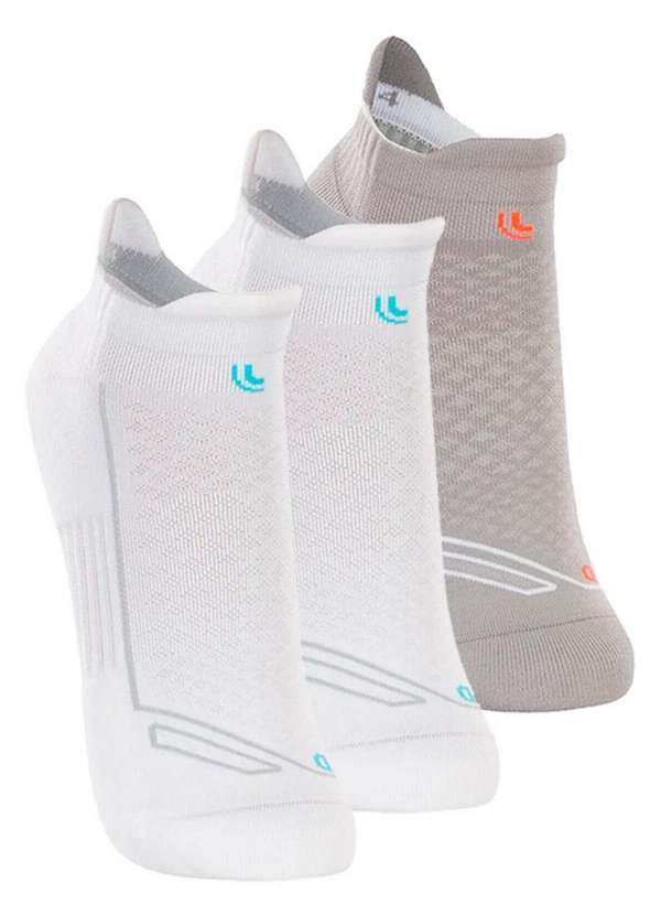 Lupo - Kit com 3 pares de Meias Performance Running Lupo 3276-002 Branco-Medium-Grey