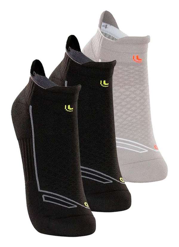 Lupo - Kit com 3 pares de Meias Performance Running Lupo 3276-002 Preto-Medium-Grey