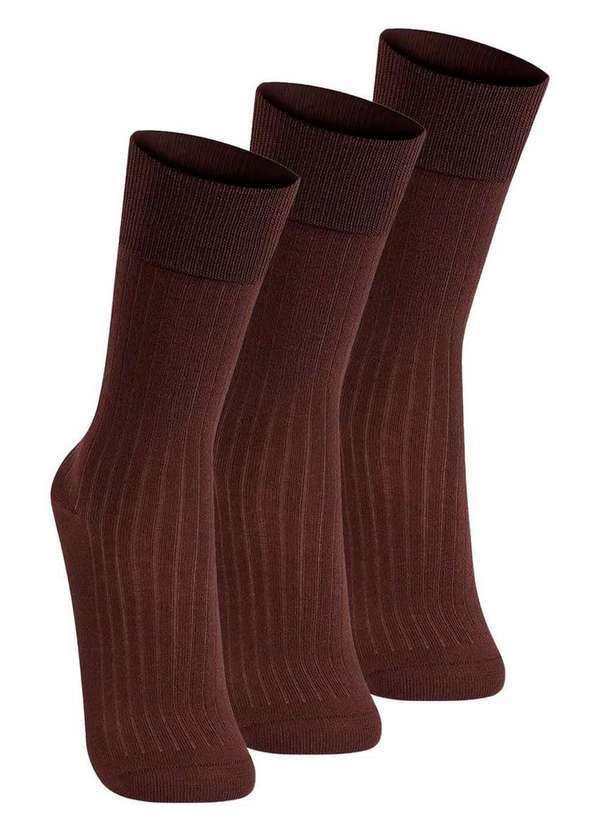 Lupo - Kit com 3 pares de Meias Social Lupo 1795-004 Café