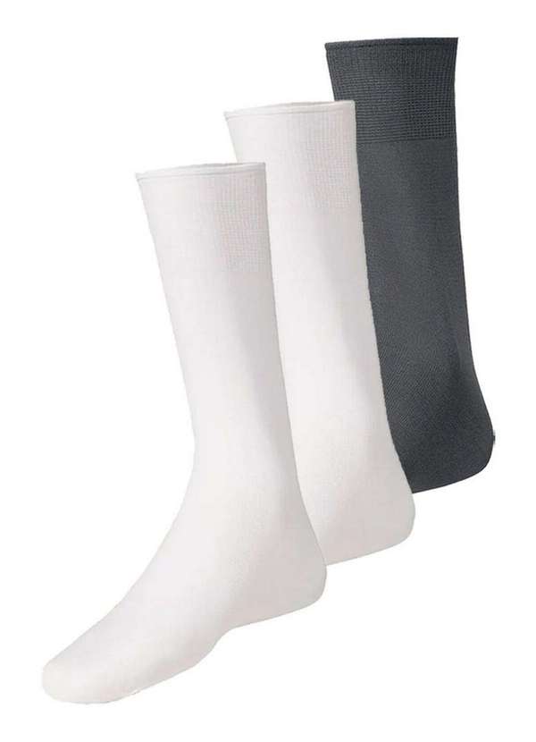 Lupo - Kit com 3 pares de Meias Social Meianyl 6002-001 Branco-Grafite
