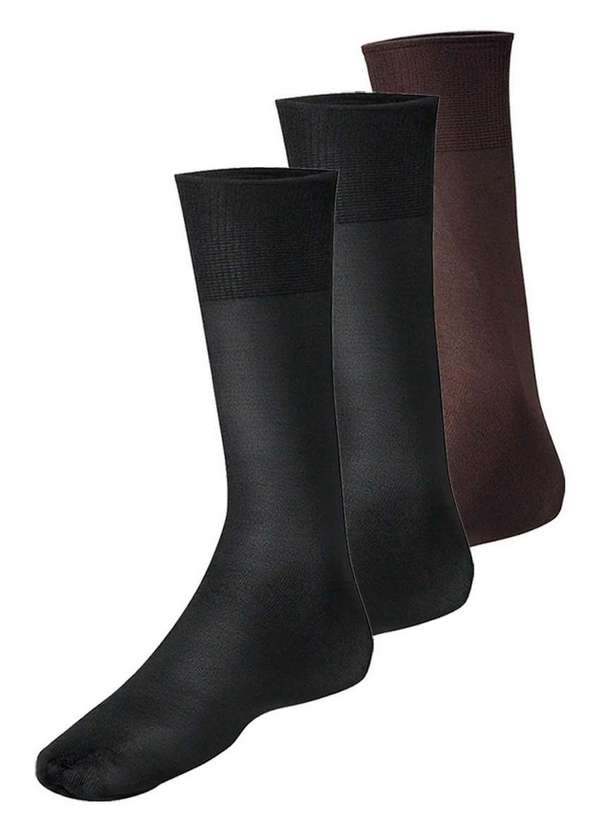Lupo - Kit com 3 pares de Meias Social Meianyl 6002-001 Preto-Café