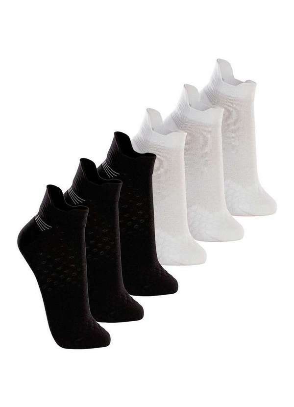 Lupo - Kit com 6 pares de Meias Performance Running Lupo 15570-001 Preto-Branco