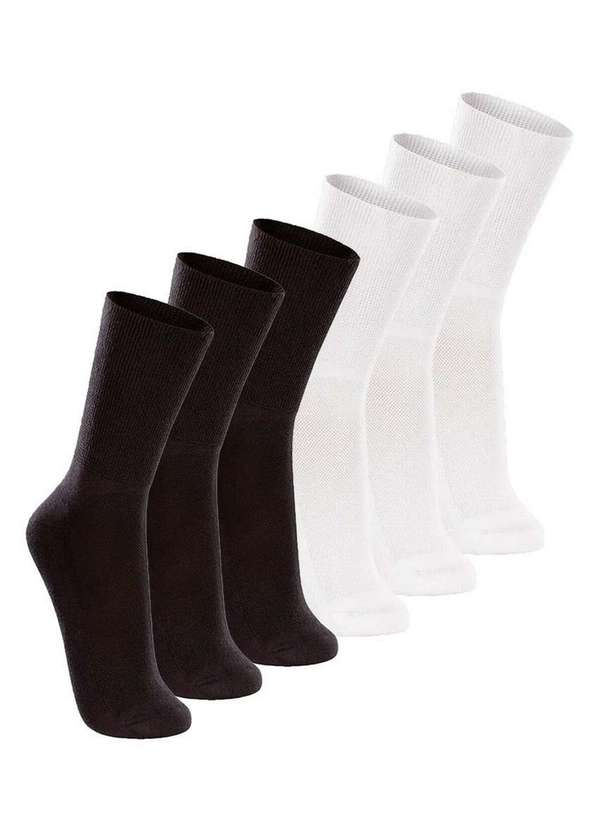 Lupo - Kit com 6 pares de Meias Cano Longo Lupo 1540-002 Preto-Branco