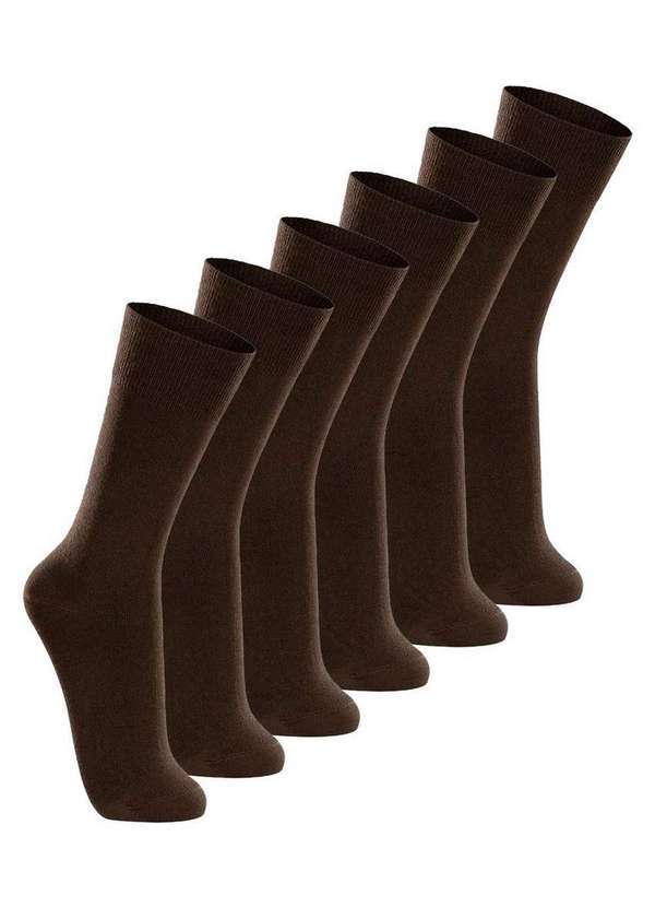 Lupo - Kit com 6 pares de Meias Casual Lupo 1210-201 Café