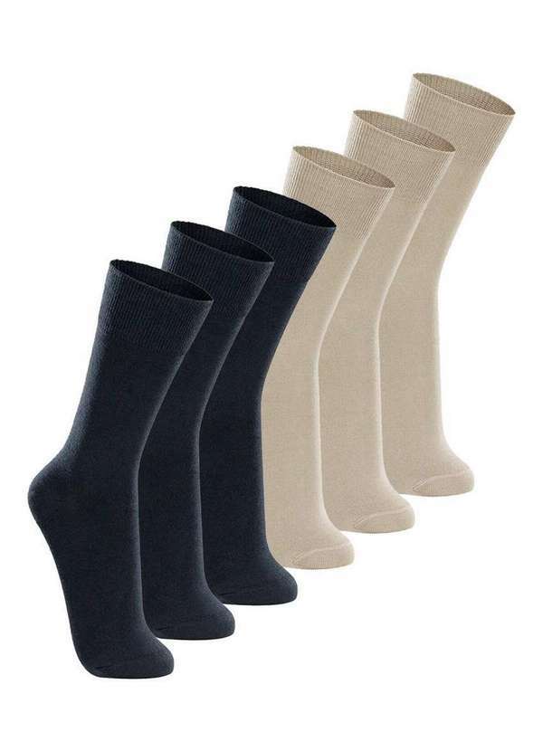 Lupo - Kit com 6 pares de Meias Casual Lupo 1210-201 Marinho-Bege