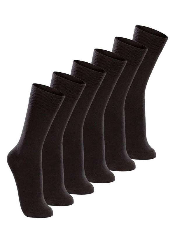 Lupo - Kit com 6 pares de Meias Casual Lupo 1210-201 Preto