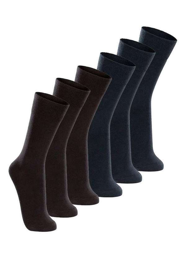 Lupo - Kit com 6 pares de Meias Casual Lupo 1210-201 Preto-Marinho