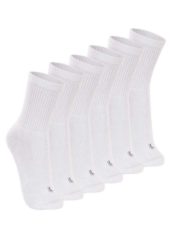 Lupo - Kit com 6 pares de Meias Esportiva Cano Longo Lupo 3250-001 Branco