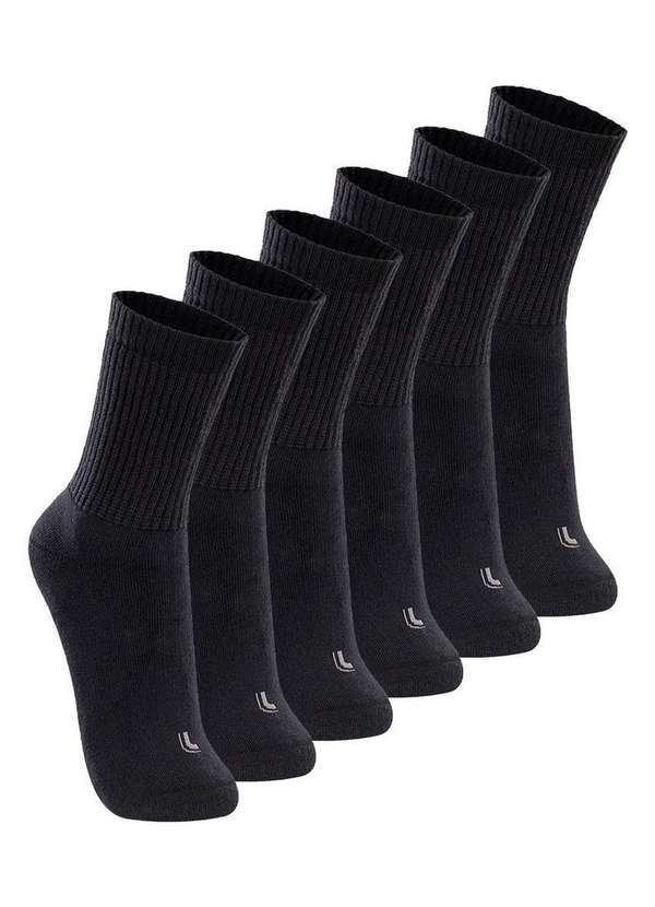 Lupo - Kit com 6 pares de Meias Esportiva Cano Longo Lupo 3250-001 Preto