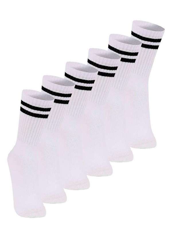 Lupo - Kit com 6 pares de Meias Esportiva Cano Longo Lupo 3292-009 Branco