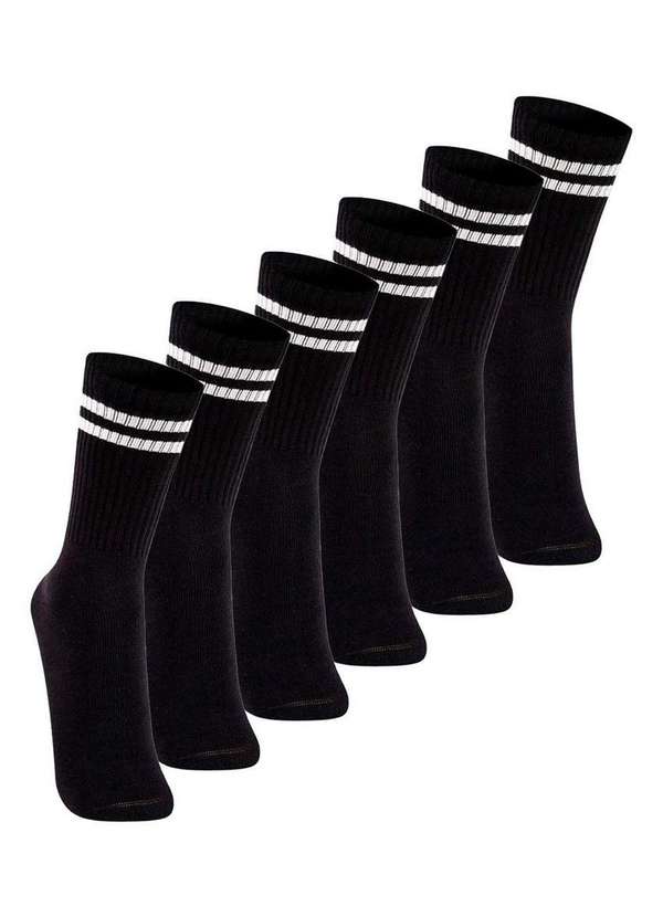 Lupo - Kit com 6 pares de Meias Esportiva Cano Longo Lupo 3292-009 Preto