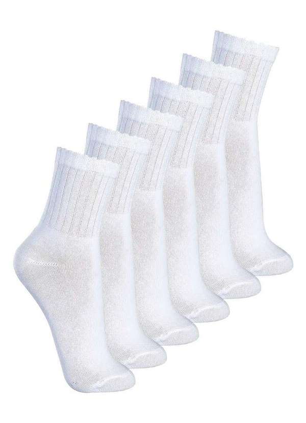Lupo - Kit com 6 pares de Meias Esportiva Cano Médio Lupo 3290-009 Branco