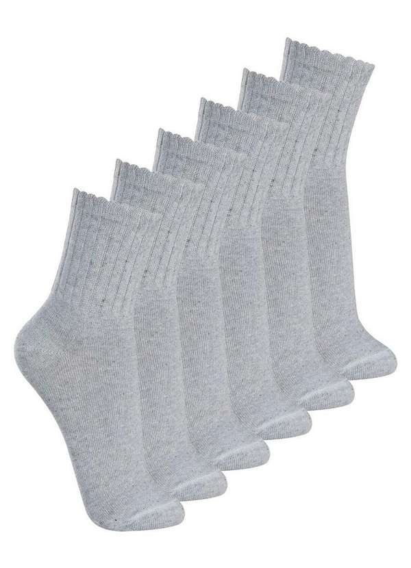 Lupo - Kit com 6 pares de Meias Esportiva Cano Médio Lupo 3290-009 Cinza