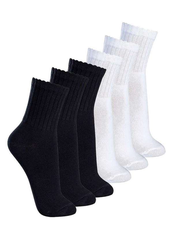 Lupo - Kit com 6 pares de Meias Esportiva Cano Médio Lupo 3290-009 Preto-Branco