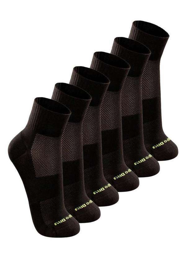 Lupo - Kit com 6 pares de Meias Esportiva Cano Médio Lupo 3360-002 Preto