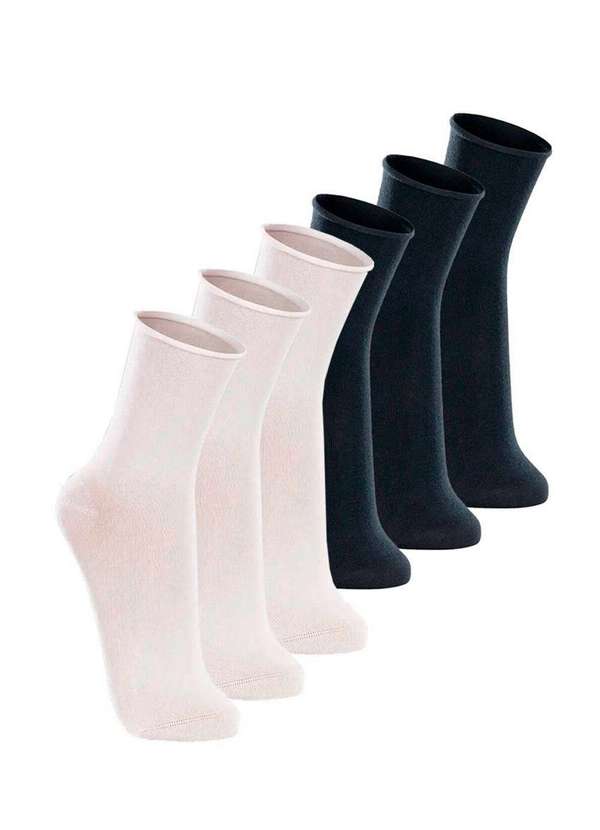 Lupo - Kit com 6 pares de Meias sem Punho Casual Lupo 1275-011 Branco-Marinho