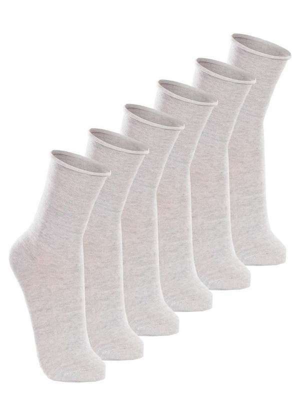 Lupo - Kit com 6 pares de Meias sem Punho Casual Lupo 1275-011 Cinza