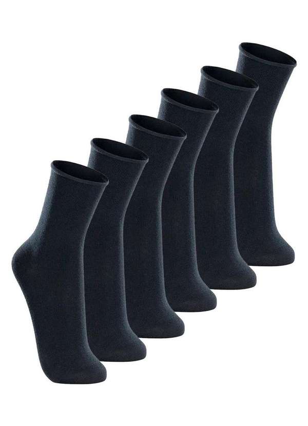 Lupo - Kit com 6 pares de Meias sem Punho Casual Lupo 1275-011 Marinho