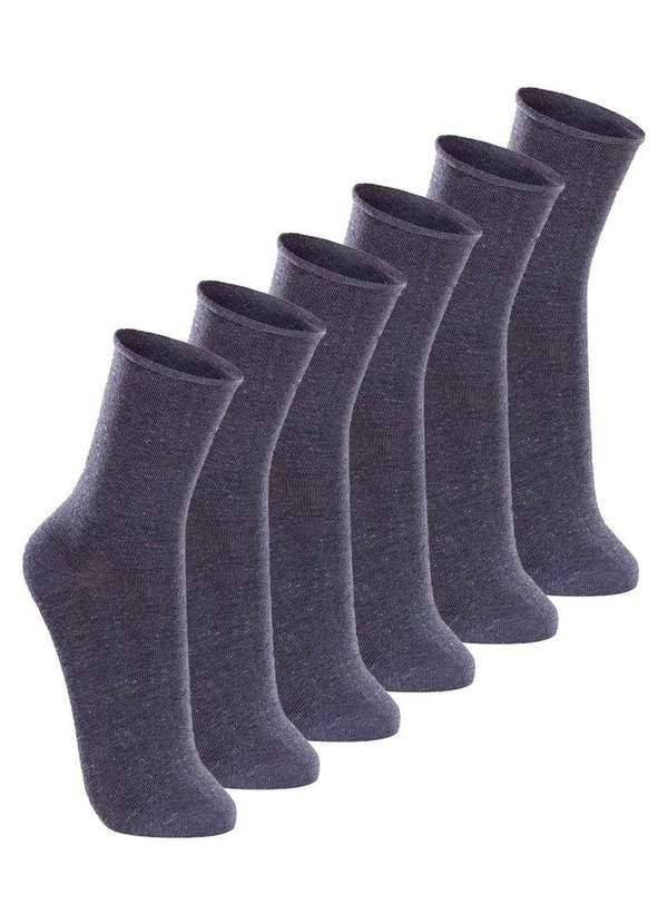 Lupo - Kit com 6 pares de Meias sem Punho Casual Lupo 1275-011 Mescla-Jeans