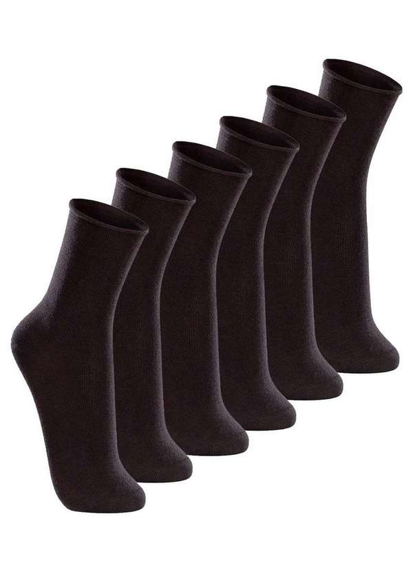 Lupo - Kit com 6 pares de Meias sem Punho Casual Lupo 1275-011 Preto