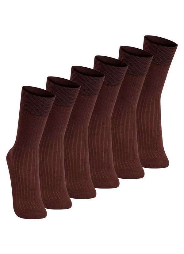 Lupo - Kit com 6 pares de Meias Social Lupo 1795-004 Café