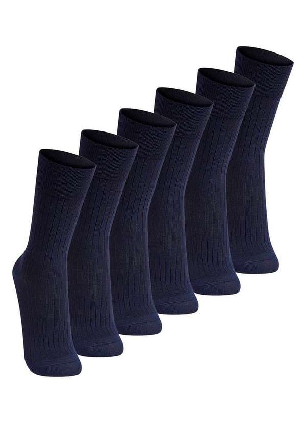 Lupo - Kit com 6 pares de Meias Social Lupo 1795-004 Marinho