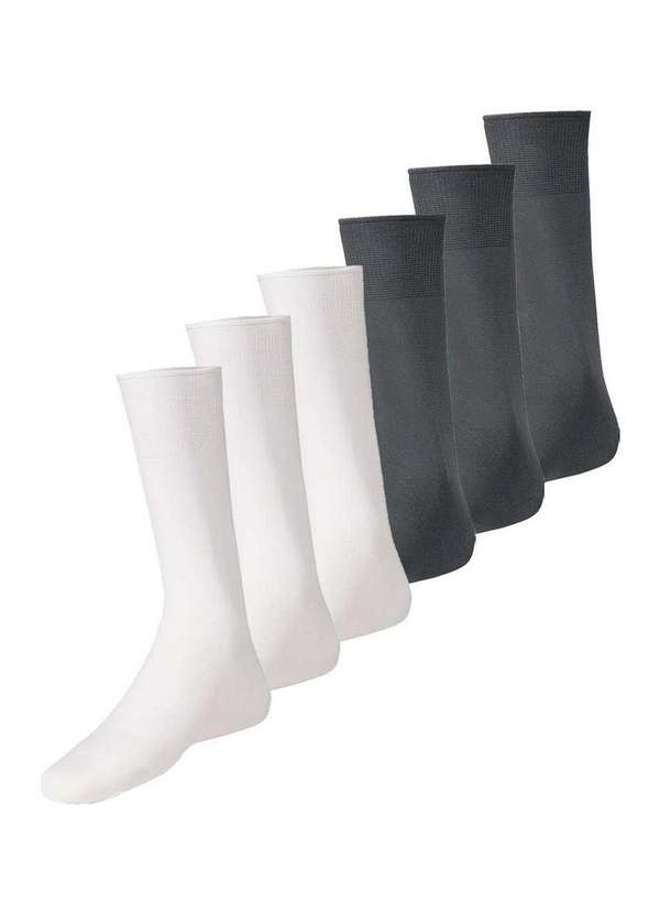 Lupo - Kit com 6 pares de Meias Social Meianyl 6002-001 Branco-Grafite