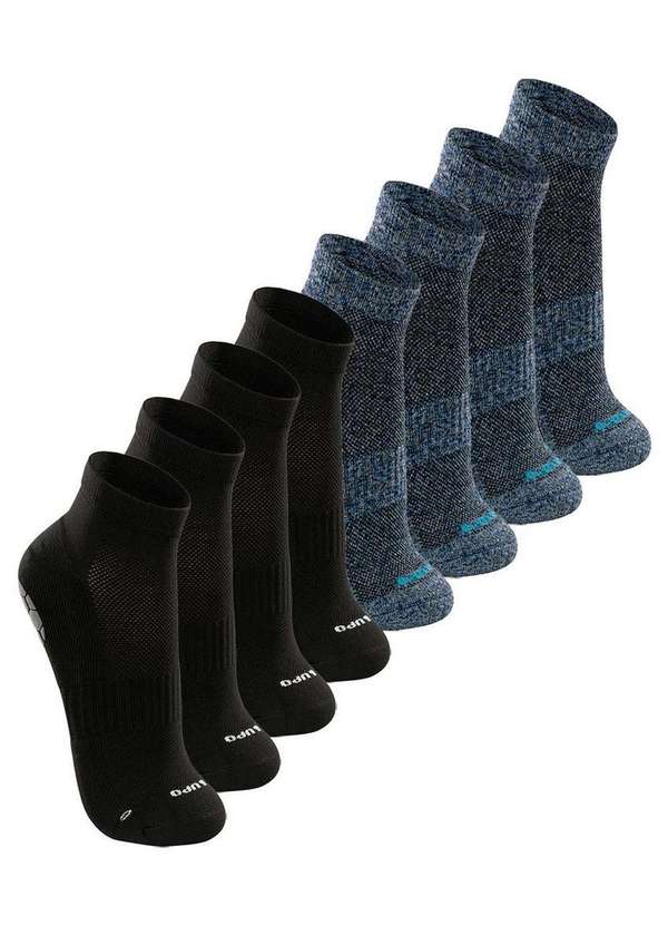 Lupo - Kit com 8 pares de Meias Antiderrapante Pilates Lupo 3310-003 Preto-Anil