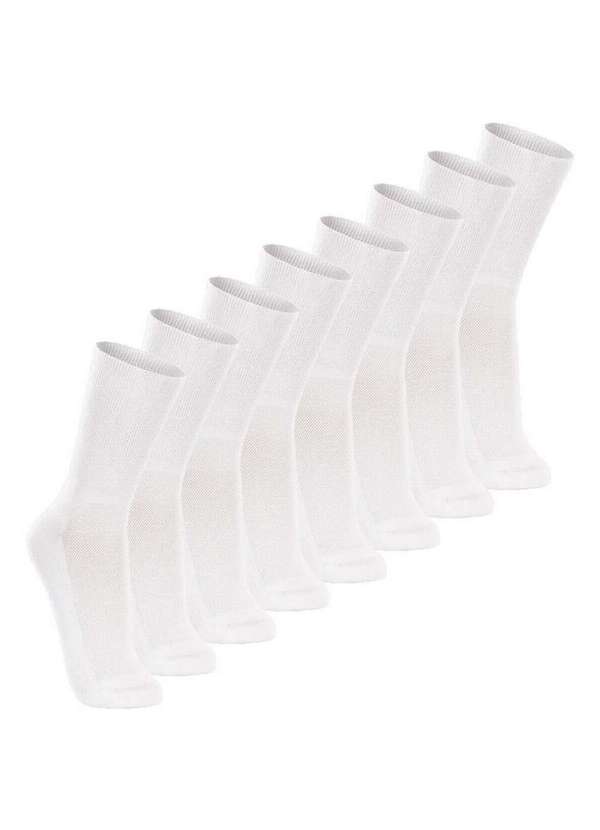 Lupo - Kit com 8 pares de Meias Cano Longo Lupo 1540-002 Branco