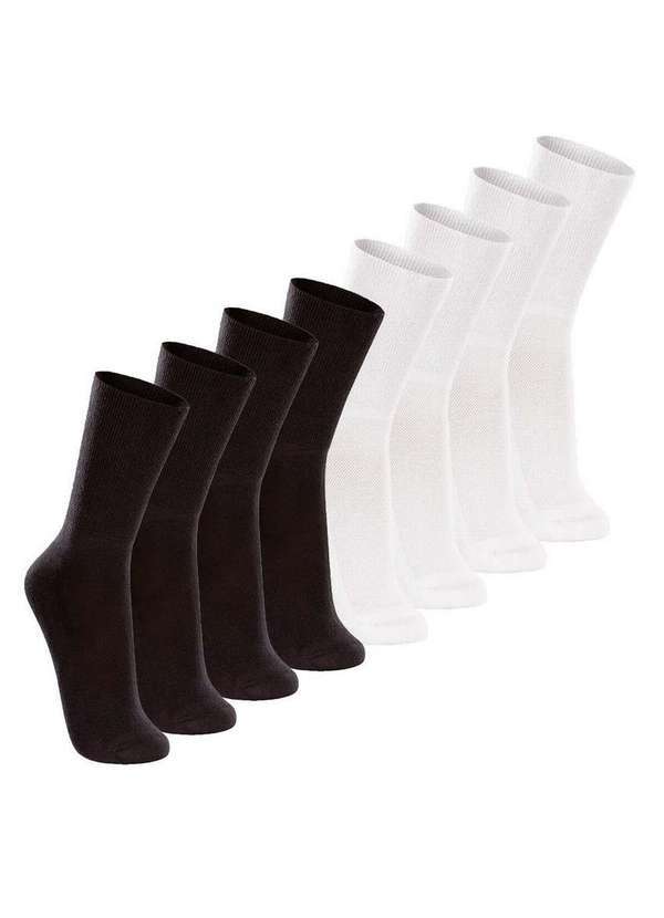 Lupo - Kit com 8 pares de Meias Cano Longo Lupo 1540-002 Preto-Branco