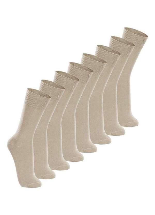 Lupo - Kit com 8 pares de Meias Casual Lupo 1210-201 Bege