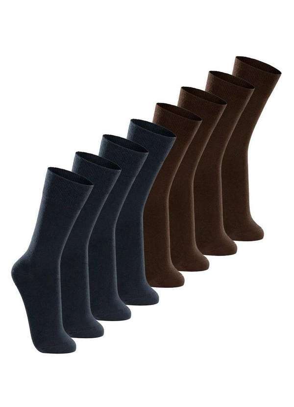 Lupo - Kit com 8 pares de Meias Casual Lupo 1210-201 Marinho-Café