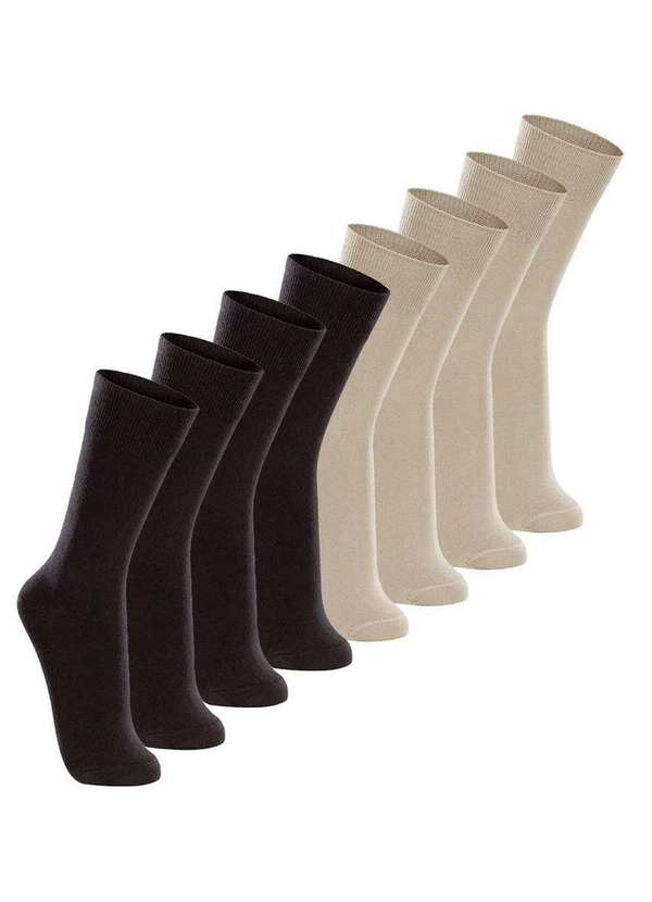 Lupo - Kit com 8 pares de Meias Casual Lupo 1210-201 Preto-Bege