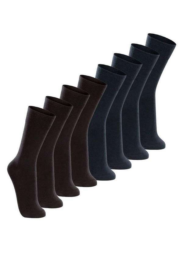 Lupo - Kit com 8 pares de Meias Casual Lupo 1210-201 Preto-Marinho