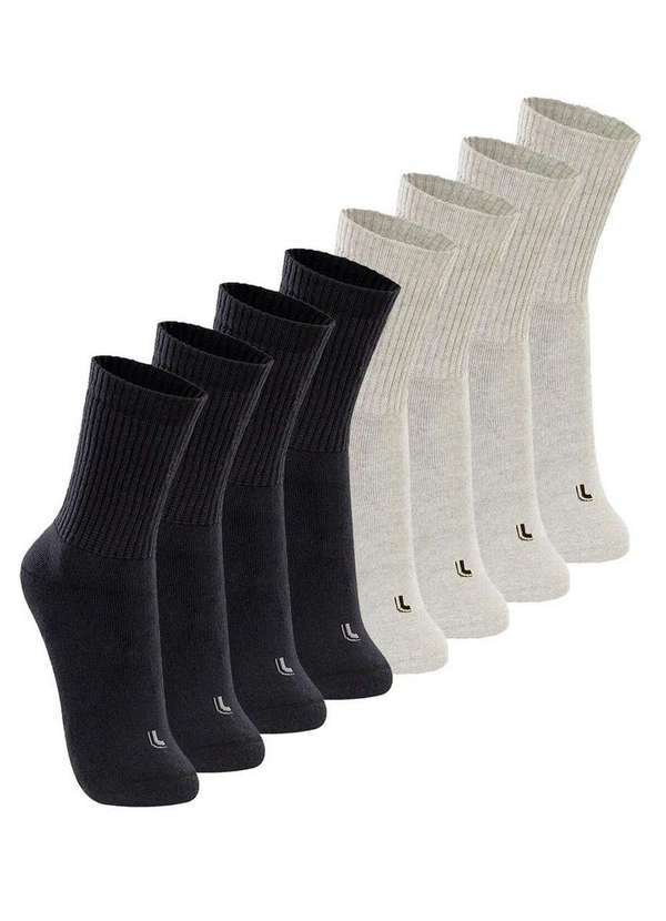 Lupo - Kit com 8 pares de Meias Esportiva Cano Longo Lupo 3250-001 Preto-Cinza