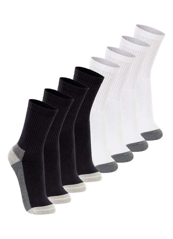 Lupo - Kit com 8 pares de Meias Esportiva Cano Longo Lupo 3250-002 Preto-Branco