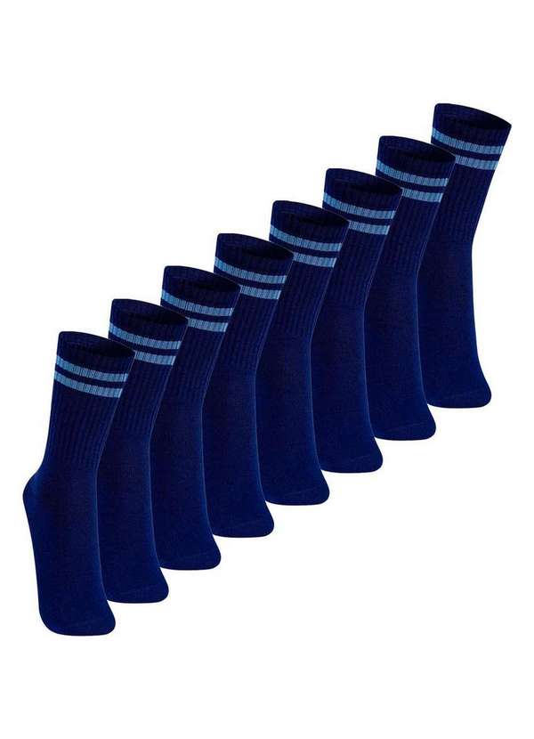 Lupo - Kit com 8 pares de Meias Esportiva Cano Longo Lupo 3292-009 Marinho