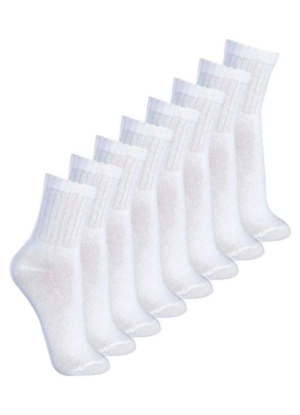 Lupo - Kit com 8 pares de Meias Esportiva Cano Médio Lupo 3290-009 Branco