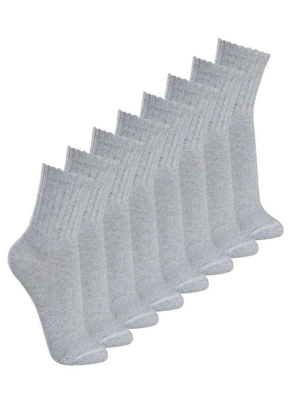 Lupo - Kit com 8 pares de Meias Esportiva Cano Médio Lupo 3290-009 Cinza