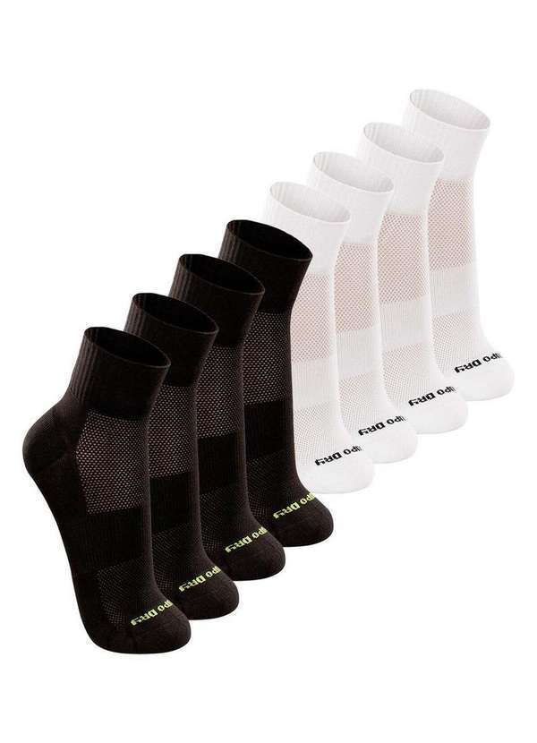 Lupo - Kit com 8 pares de Meias Esportiva Cano Médio Lupo 3360-002 Preto-Branco