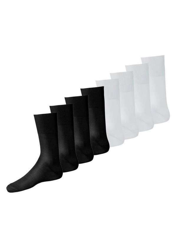 Lupo - Kit com 8 pares de Meias Social Lupo 1100-011/049 Preto-Branco