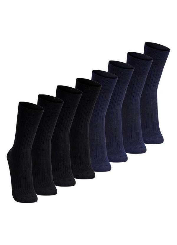 Lupo - Kit com 8 pares de Meias Social Lupo 1795-004 Preto-Marinho