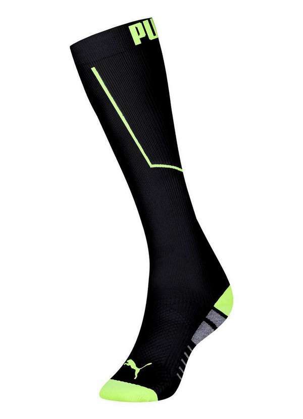 Puma - Meia 3/4 Compressão Esportiva Puma 4420-001/002 554-Preto-Amarelo-Fluor