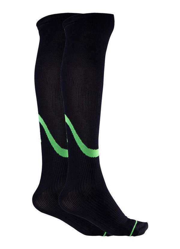 Trifil - Meia 3/4 Compressão Esportiva Trifil 7654 9990-Preto-Amarelo