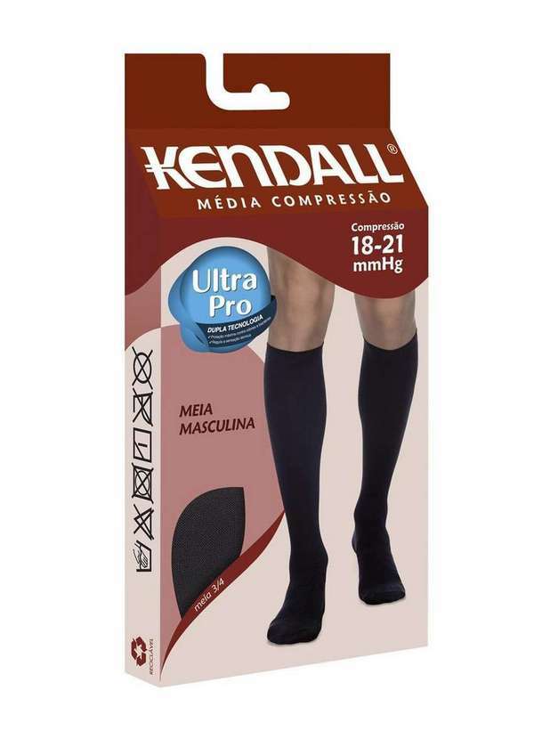 Kendall - Meia 3/4 Kendall Média Compressão Masculina Preta 3