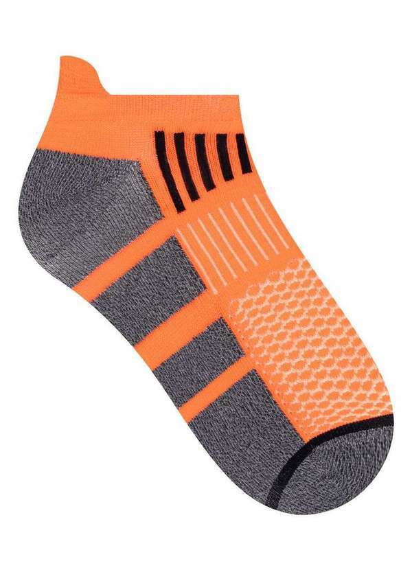 Selene - Meia Esportiva Cano Curto Selene 4255-001 501-Laranja-Fluor-Preto-Mescla