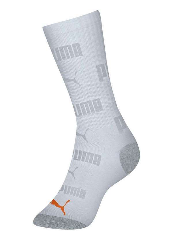 Puma - Meia Esportiva Cano Longo Puma 4535-004 584-Cinza-Mescla-Laranja