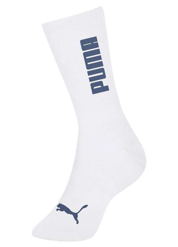 Puma - Meia Esportiva Cano Longo Puma 4535-004 508-Branco-Azul-Índico